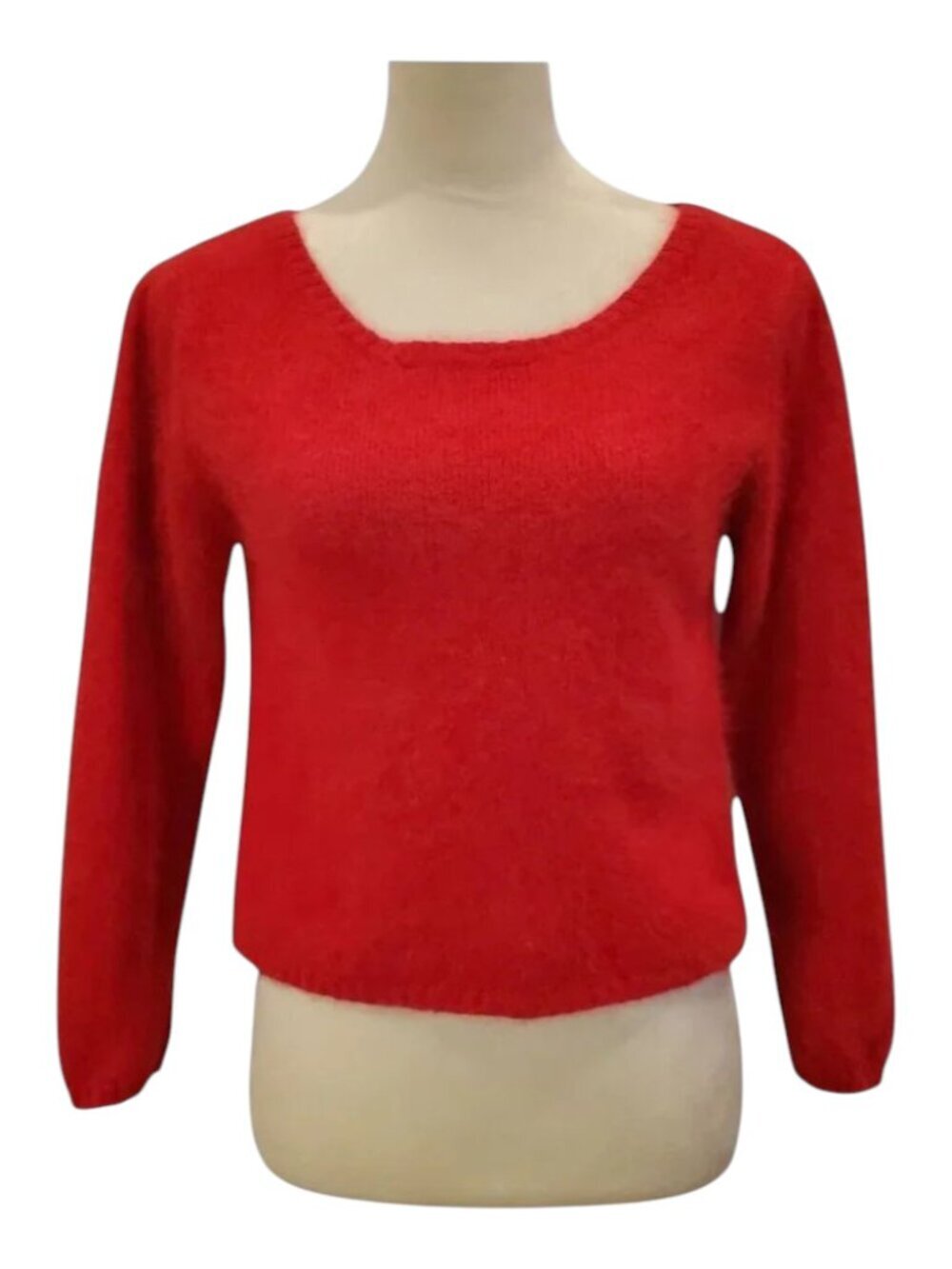 Vintage CROQUET CLUB Angora Sweater Soft Cropped Adorable Knit in Red